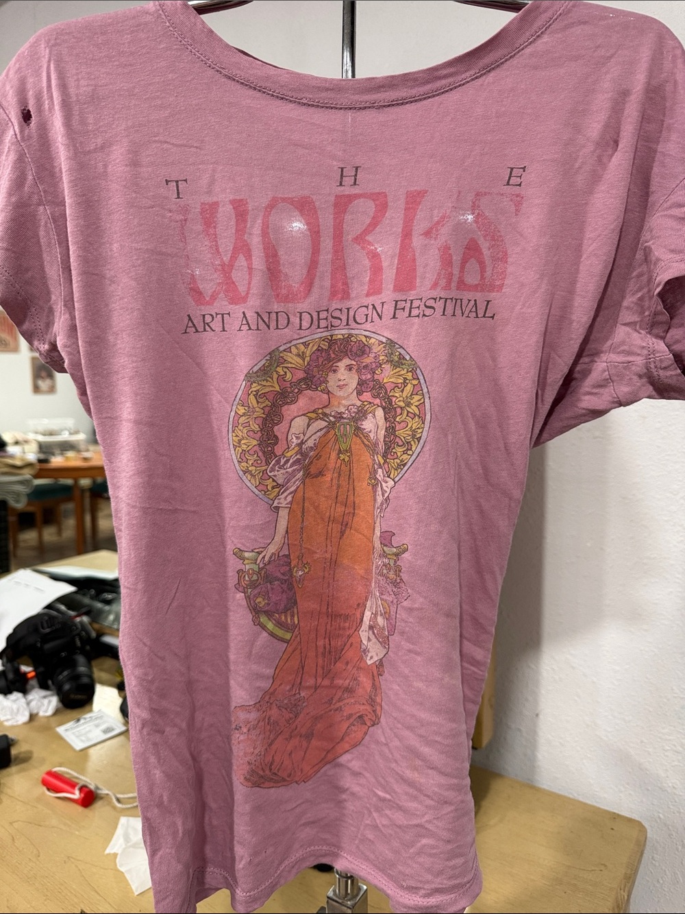 Eddie Bauer Dusty Pink Art & Design Festival Graphic Tee with Orange Accent